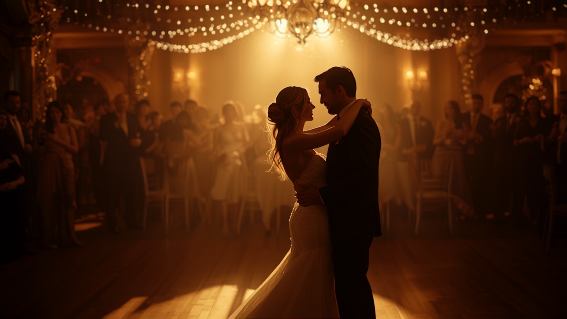 Volle Tanzfläche auf einer Hochzeit – Gäste tanzen im warmen Licht